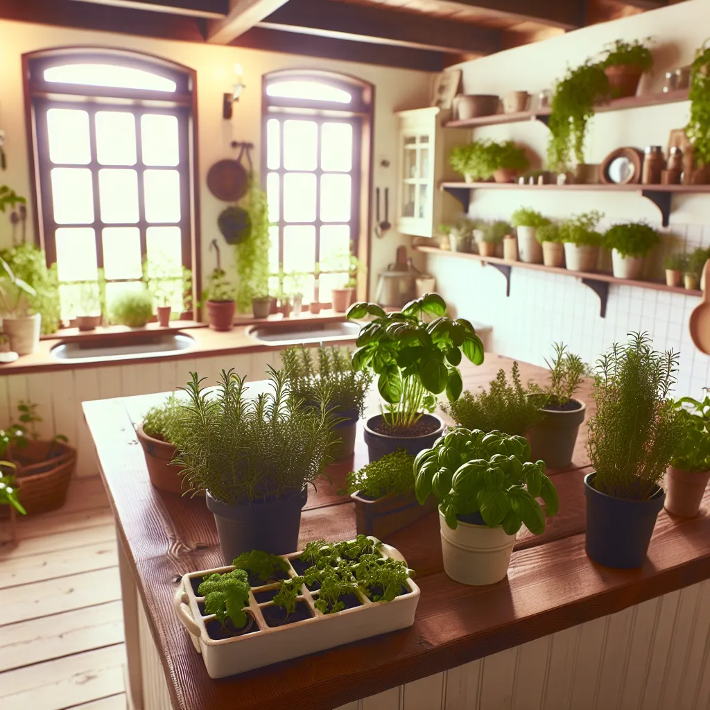 Herb garden on island