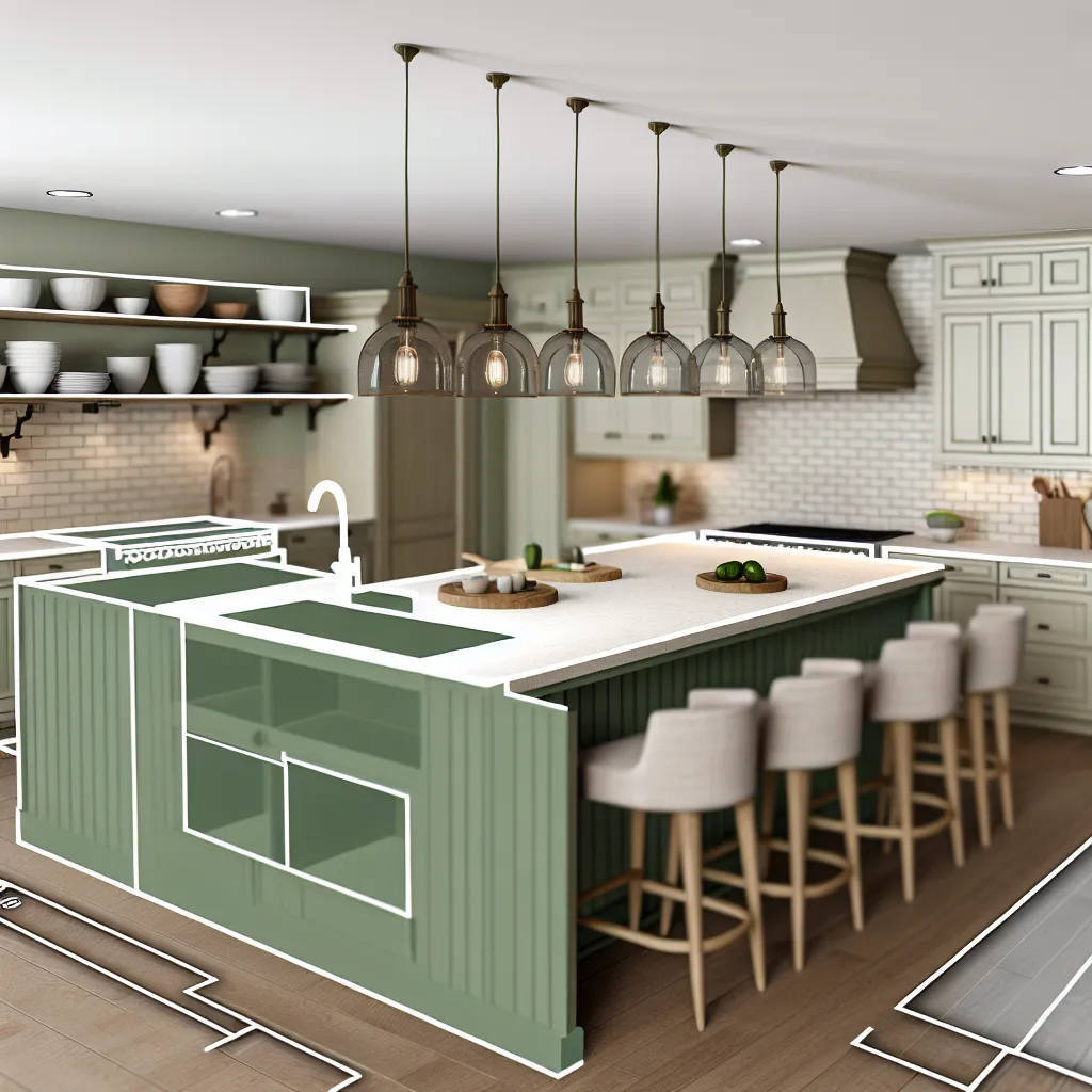 Large kitchen island organization